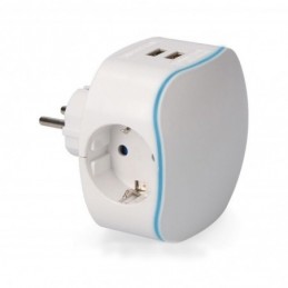 ADAPTADOR TRIPLE CON 2 TOMAS USB ILUMINADO