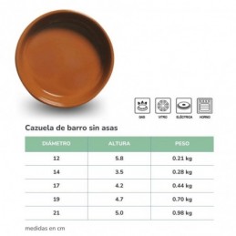 CAZUELA DE BARRO SIN ASAS